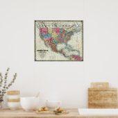 Kaart van de Verenigde Staten, Canada, Mexico Poster (Keuken)