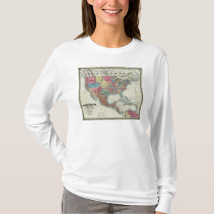 Kaart van de Verenigde Staten, Canada, Mexico T-shirt