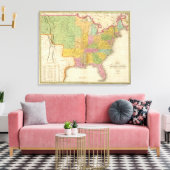 Kaart van de Verenigde Staten Canvas Afdruk (Insitu (Woonkamer))