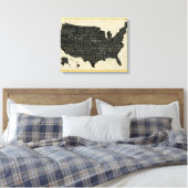 Kaart van de Verenigde Staten Canvas Afdruk (Insitu (Slaapkamer))