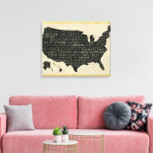 Kaart van de Verenigde Staten Canvas Afdruk (Insitu (Woonkamer))