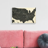Kaart van de Verenigde Staten Canvas Afdruk (Insitu (Woonkamer))