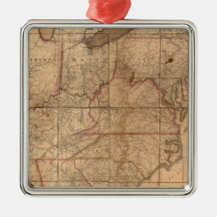 Kaart van de Verenigde Staten door Abraham Bradley Metalen Ornament