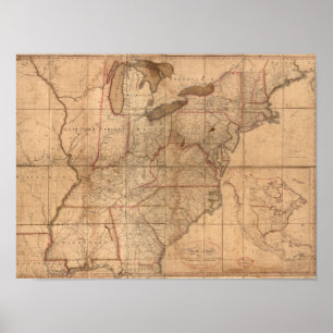 Kaart van de Verenigde Staten door Abraham Bradley Poster
