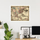 Kaart van de Verenigde Staten door Colton 1850 Poster (Thuiskantoor)