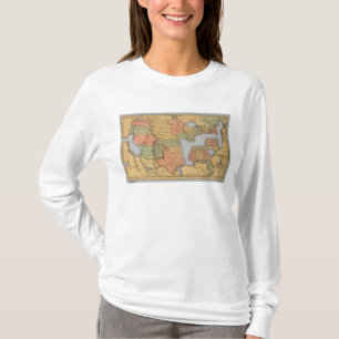 Kaart van de Verenigde Staten en Canada T-shirt
