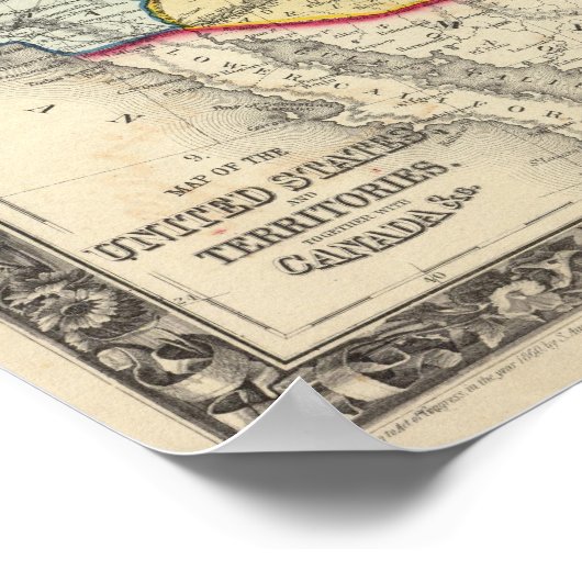 Kaart van de Verenigde Staten en gebieden Poster (Hoek)