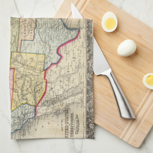 Kaart van de Verenigde Staten en gebieden Theedoek (Quarter Fold)