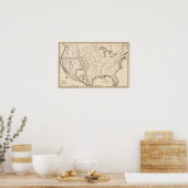 Kaart van de Verenigde Staten en Texas Poster (Keuken)