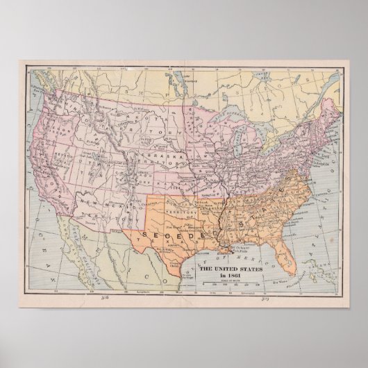  kaart van de verenigde staten in het tijdperk van poster (Voorkant)