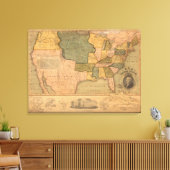 Kaart van de Verenigde Staten met George Washingto Canvas Afdruk (Insitu (Woonkamer))