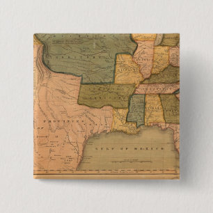 Kaart van de Verenigde Staten met George Washingto Vierkante Button 5,1 Cm