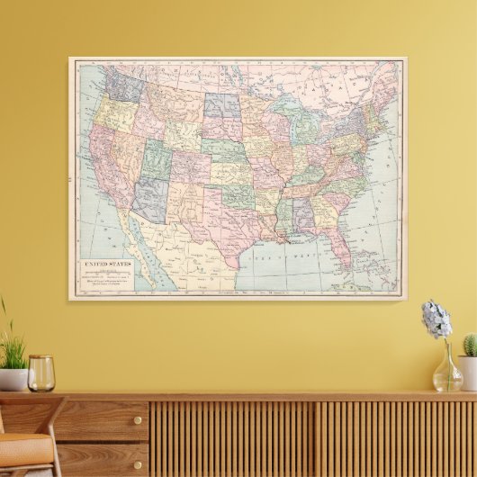 kaart van de Verenigde Staten op Canvas (Insitu (Woonkamer))