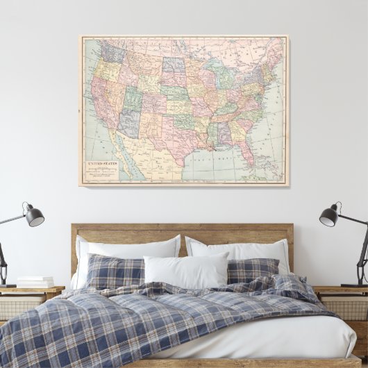 kaart van de Verenigde Staten op Canvas (Insitu (Slaapkamer))