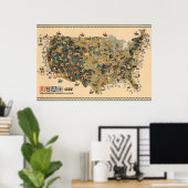 kaart van de verenigde staten poster (Thuiskantoor)