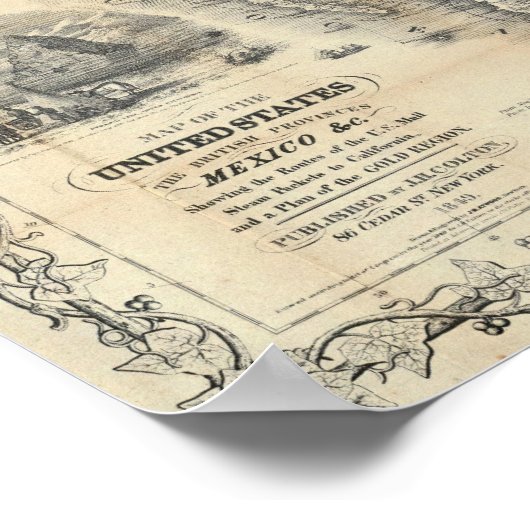 Kaart van de Verenigde Staten Poster (Hoek)