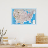 Kaart van de Verenigde Staten Poster (Keuken)