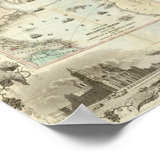 Kaart van de Verenigde Staten Poster (Hoek)