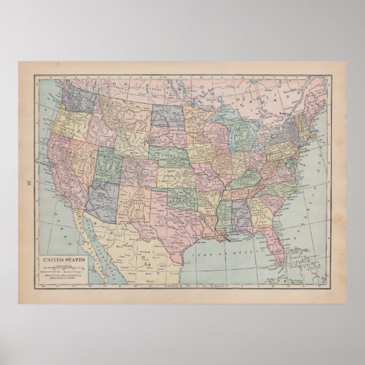  kaart van de Verenigde Staten Poster (Voorkant)