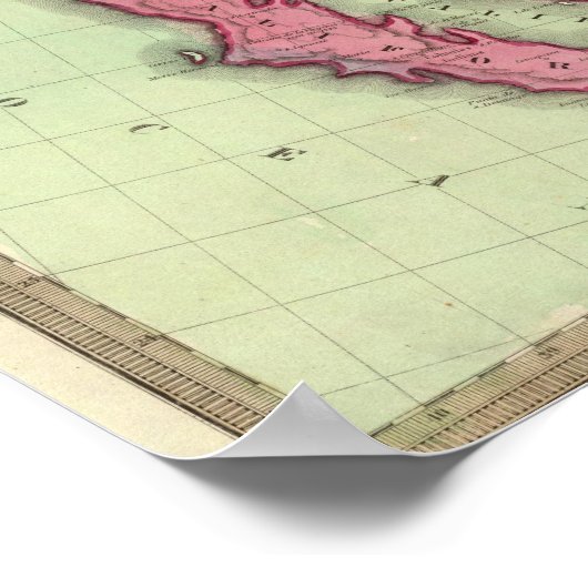 Kaart van de Verenigde Staten van Amerika 1833 Poster (Hoek)