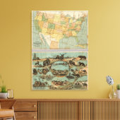 Kaart van de Verenigde Staten van Amerika 3 Canvas Afdruk (Insitu (Woonkamer))