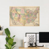 Kaart van de Verenigde Staten van Amerika 3 Poster (Thuiskantoor)