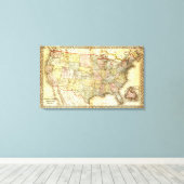 Kaart van de Verenigde Staten van Amerika Canvas Afdruk (Insitu (Houten vloer))