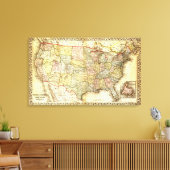 Kaart van de Verenigde Staten van Amerika Canvas Afdruk (Insitu (Woonkamer))