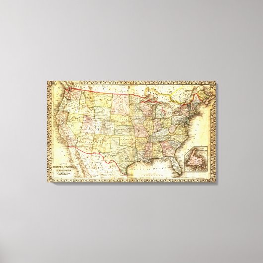 Kaart van de Verenigde Staten van Amerika Canvas Afdruk (Voorkant)