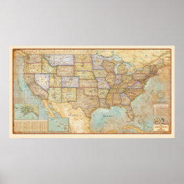  kaart van de Verenigde Staten van Amerika Poster