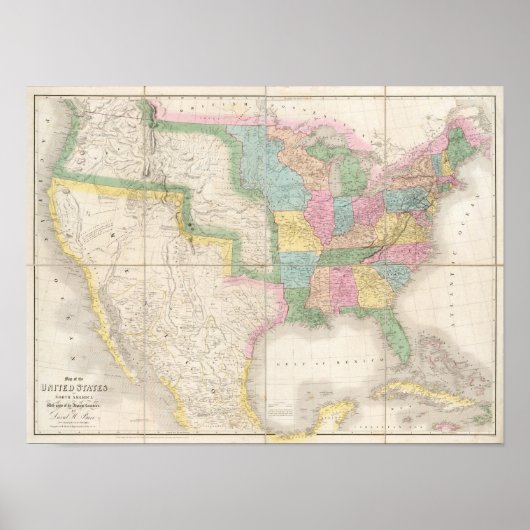 Kaart van de Verenigde Staten van Amerika Poster (Voorkant)