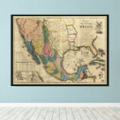 Kaart van de Verenigde Staten van Mexico (1847) Canvas Afdruk (Insitu (Houten vloer))