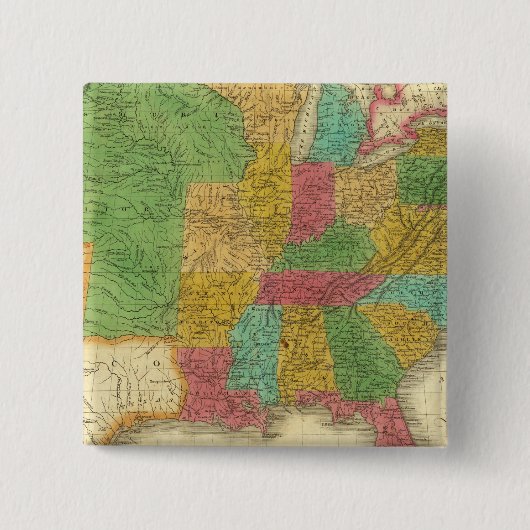 Kaart van de Verenigde Staten Vierkante Button 5,1 Cm (Voorkant)