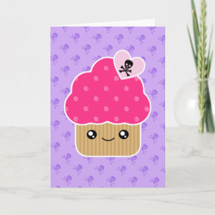 Kaart van de Verjaardag Cupcake van Kawaii de
