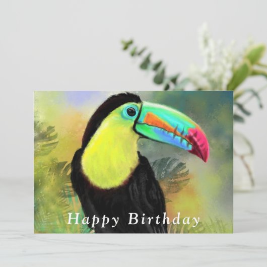 Kaart van de verjaardag met Toucan Bird (Staand voorkant)
