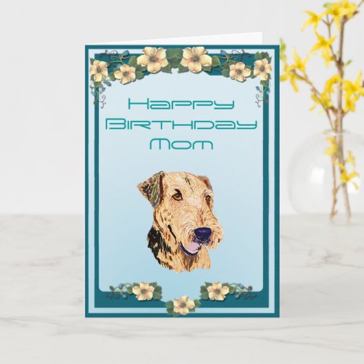 Kaart van de Verjaardag van Airedale Terrier de (Gele Bloem)