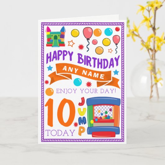 Kaart van de Verjaardag van Bouncy de Kasteel (Gele Bloem)