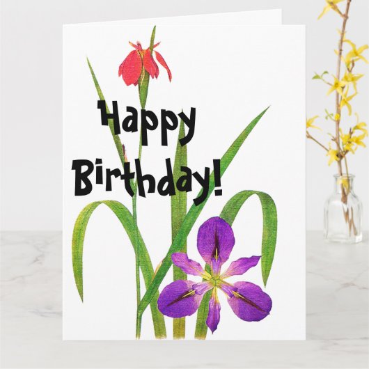 Kaart van de Verjaardag van de Iris van bloemen de (Gele Bloem)
