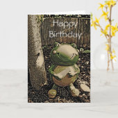 Kaart van de Verjaardag van de Kikker van Smiley d (Gele Bloem)