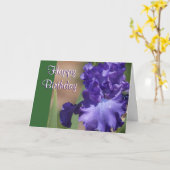 Kaart van de Verjaardag van de paarse Iris de (Gele Bloem)