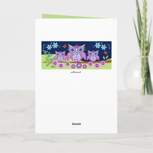 Kaart van de Verjaardag van de Uil van flower (Achterkant)