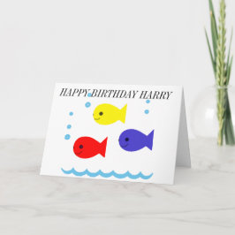 KAART VAN DE VERJAARDAG VAN DRIE DE KLEINE VISSEN