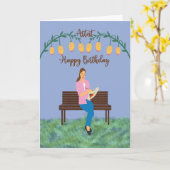 Kaart van de verjaardag van een artistiek meisje o (Gele Bloem)