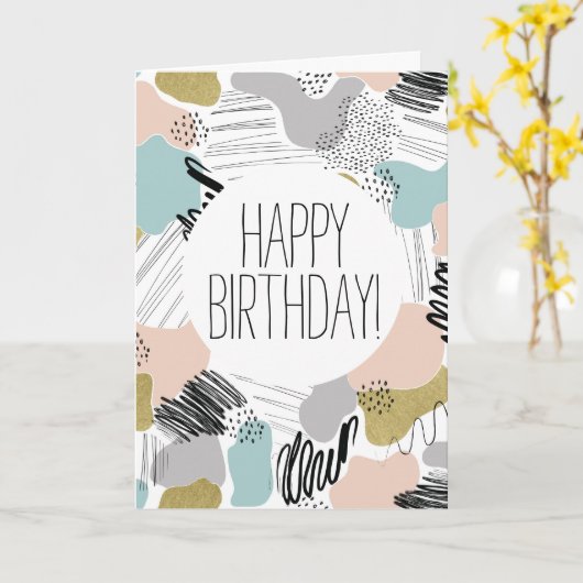 Kaart van de Verjaardag van het abstracte Patroon (Gele Bloem)