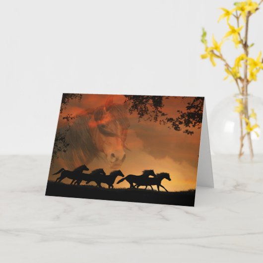 Kaart van de Verjaardag van het paard de Gelukkige (Gele Bloem)