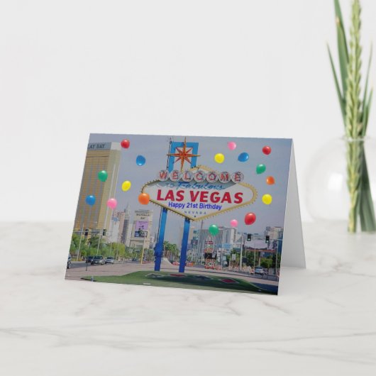Kaart van de Verjaardag van Las Vegas de Gelukkige (Voorkant)