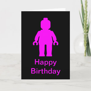 Kaart van de Verjaardag van Minifig [Donker Roze]