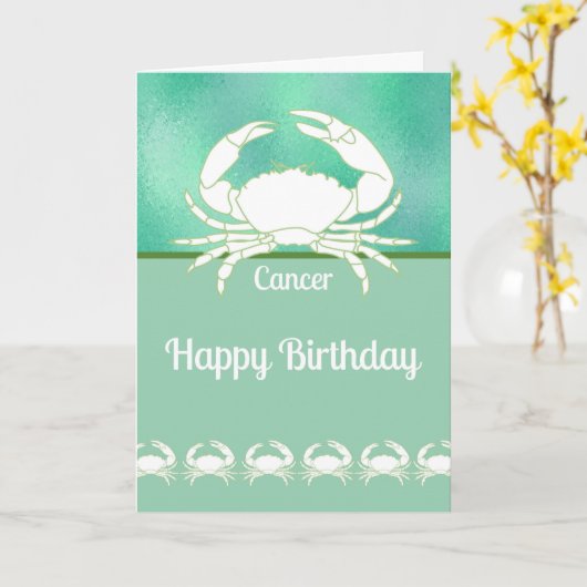 Kaart van de verjaardag voor Zodiac Cancer met Cra (Gele Bloem)
