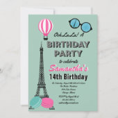 Kaart van de verjaardagsuitnodiging voor parijs (Voorkant)