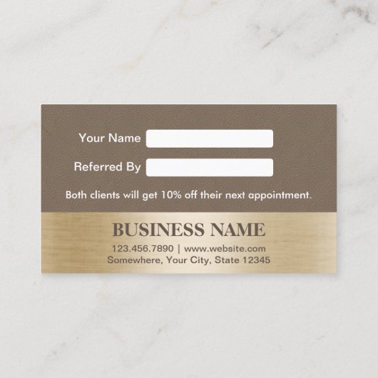 Kaart | van de verwijzing Elegant Bruin Leer & (Achterkant)